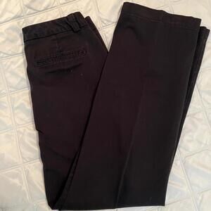 DOCKERS Work Pants 99% Cotton Stretch Comfy Black Wide Leg Pockets 8 Medium